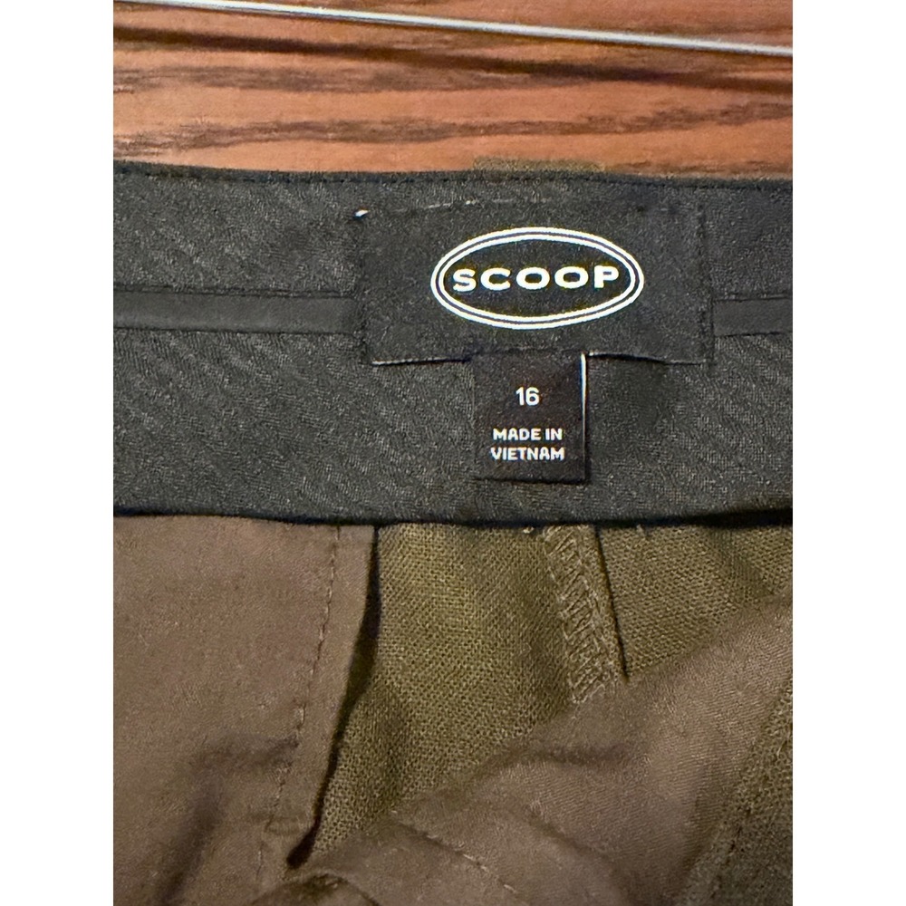 Olive Green Linen Blend Pleated High Rise Shorts Size 16 Elevated Staple - Picture 3 of 8